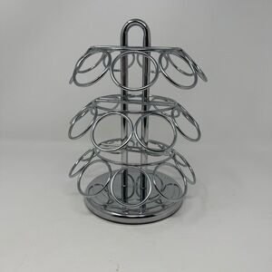K Cups Coffee Pods Stand Chrome -plated Carousel Stand 27 Rings Spinning Base